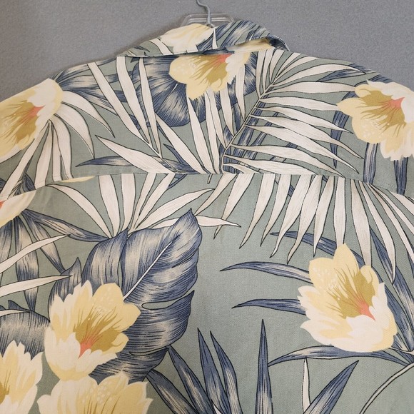 Workers for Freedom Men's Shirt 2XL Blue 100% Silk Shirt Floral Hawaiian - Picture 11 of 15